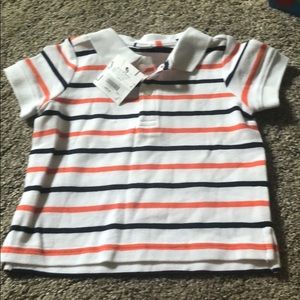 Janie and jack polo navy and orange stripes 6-12 m